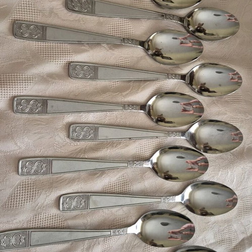 Silver-plated spoons used, set of 11, 23 cm