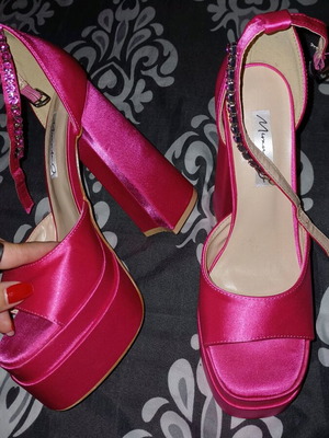 Pink sandals size 37 like new, 16 cm heel