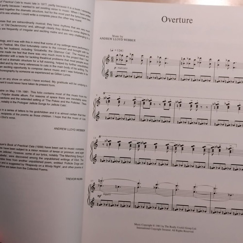 Cats The Musical Sheet Music Like New, Voice and Piano
