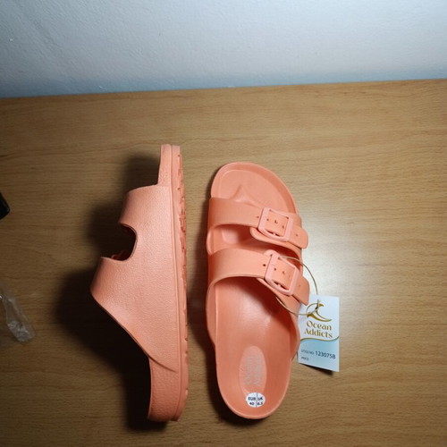 Ocean Addicts women's slippers, coral, adjustable straps