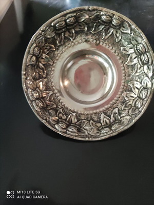 Handmade silver-plated bowl used, diameter 15.5cm