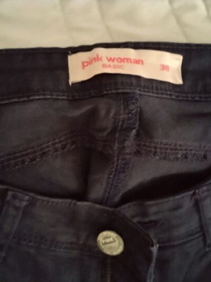 Pink Woman fabric pants like new, dark blue, size 38