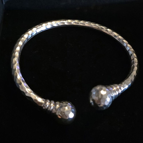 Handmade hammered silver 925 bracelet, Love silver