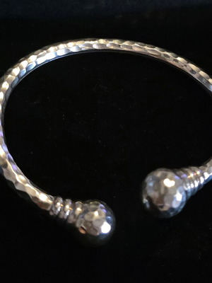 Handmade hammered silver 925 bracelet, Love silver