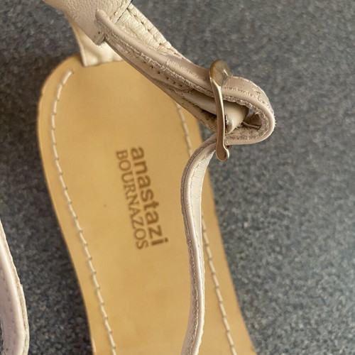 Anastasia Bournazos flat leather sandals, size 40, beige