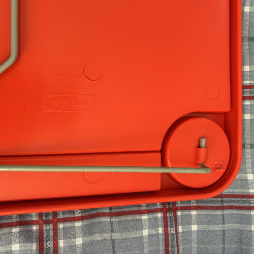 IKEA red plastic bed trays used, set of 2