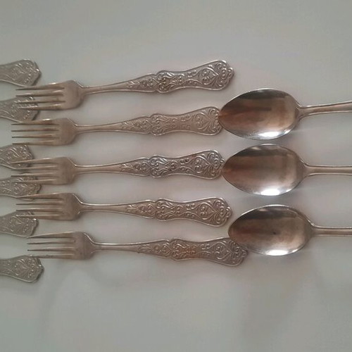 Set of fruit knives, forks and spoons used, vintage, made in Japan