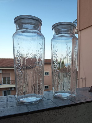 Γυάλινα βάζα μεταχειρισμένα, σετ 2, made in France για αποθήκευση
