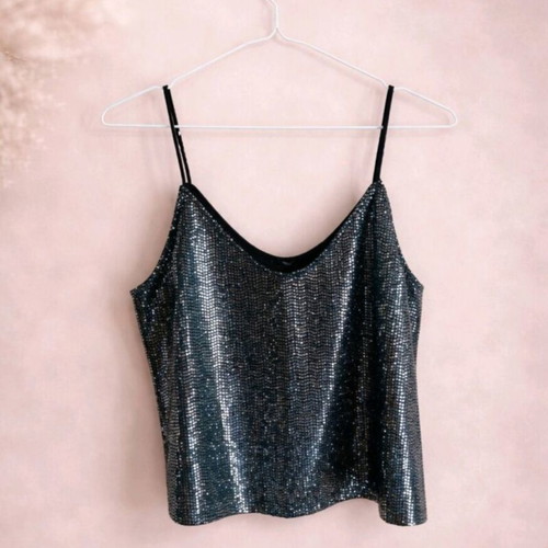 Tezenis top black and silver, new, size M