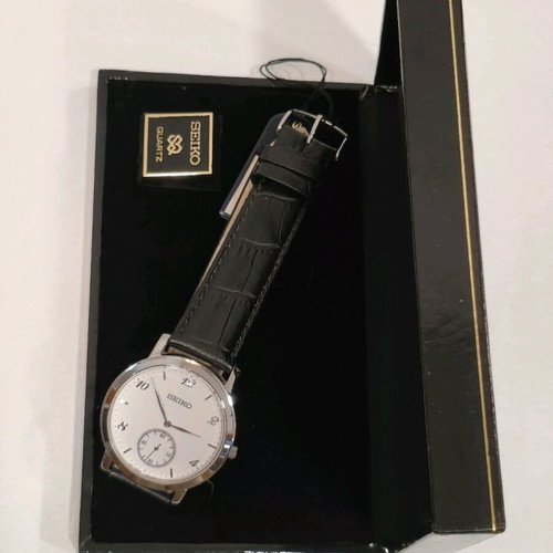 Seiko ανδρικό ρολόι καινούργιο quartz με δερμάτινο λουράκι
