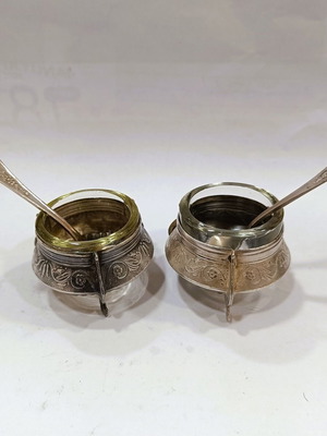 Vintage Soviet Melchior Salt Cellar Set like new