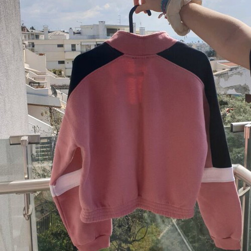 Pink athletic jacket like new with black and white details