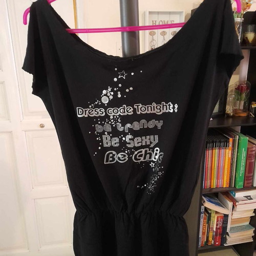 Decibel black Y2K blouse with rhinestones, one size S-M