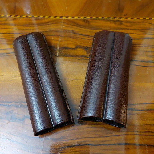 Leather case for 2 cigars new, brown