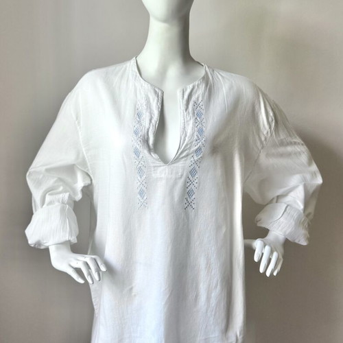 Thalassa Cotton Tunic with Light Blue Silk Embroidery new