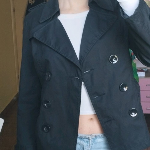 Cosmos trench coat like new, black and dark blue, size M