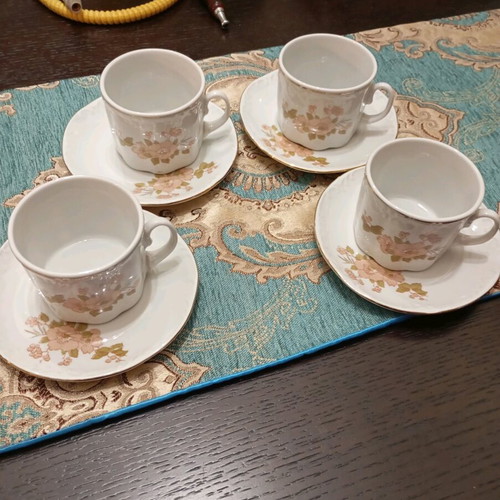 Vintage coffee-tea set for 4 people like new, collectible Keramikos Athens