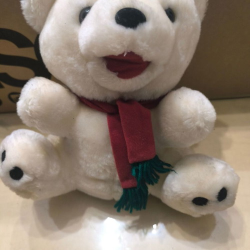 White plush teddy bear with scarf like new