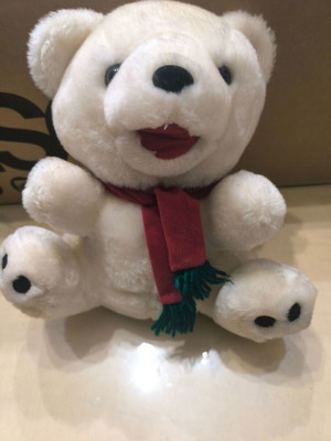 White plush teddy bear with scarf like new