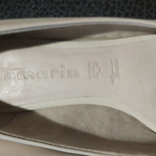 Tamaris women's leather shoes, ecru, size 36