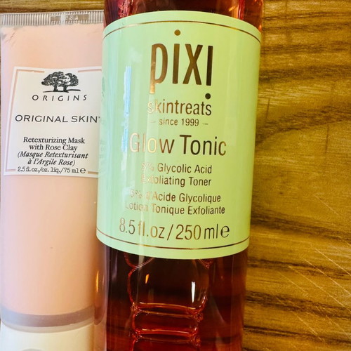 Pixi Glow Tonic and Origins Rose Clay Mask used once