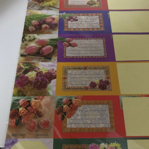 Stickers used with gold stamping and flowers