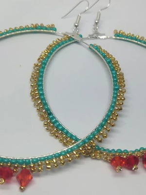 Handmade hoop earrings new with beading technique