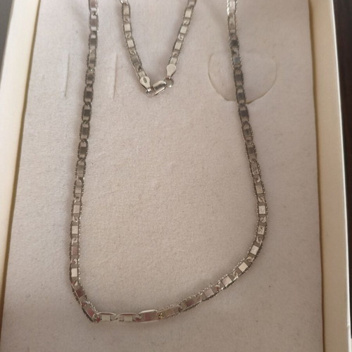 Unisex Italian 925 silver chain with flat links, 57 cm
