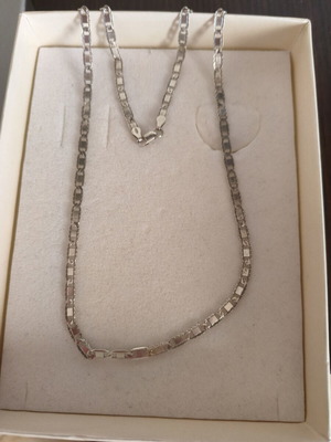 Unisex Italian 925 silver chain with flat links, 57 cm