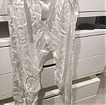  παντελόνι λευκό με λεπτομέρεια φιδι-κεντημα με λάστιχο στη μέση και τσέπες σε μέγεθος XL