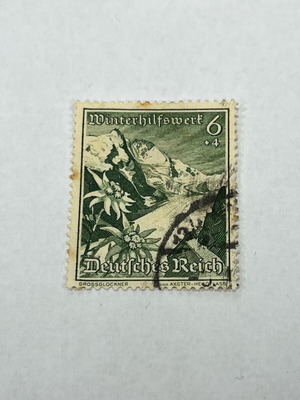 German Reich Stamp Mountain Grossglockner and Edelweiss Flower 1938 like new