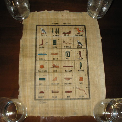 Authentic Egyptian papyrus like new with hieroglyphic alphabet