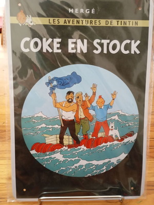 Tin Tin metal sign new, 'The Black Cargo' with postcard gift