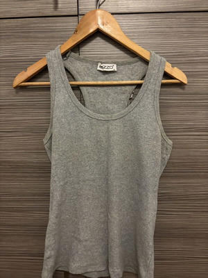 Blouse used with rhinestones on back, gray, size M