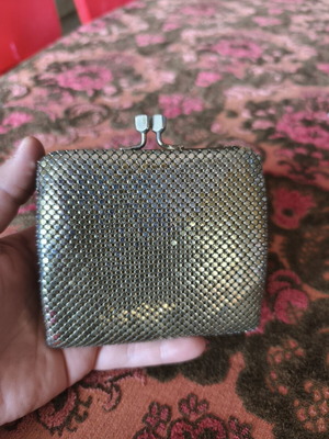 Vintage metal wallet used, silver color