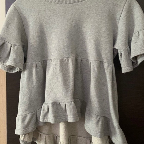 Dimopoulou Closet Asymmetric Ruffle Blouse new, gray Medium