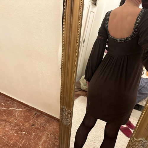 Airy dress used, brown with bust and sleeve design