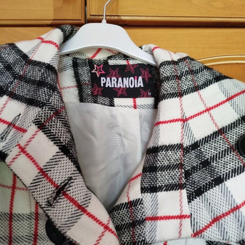 Paranoia checked women's coat like new, size M, black and white with belt