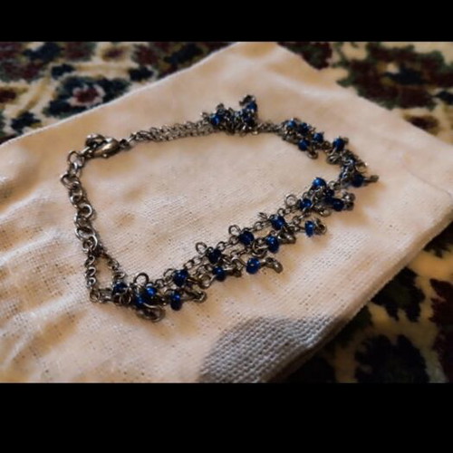Anklet used, blue bead detail