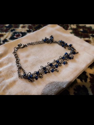 Anklet used, blue bead detail