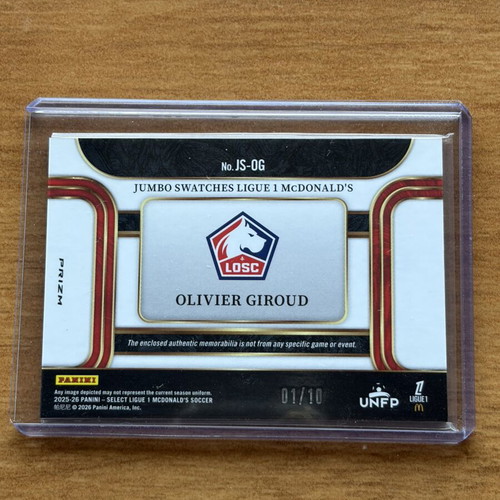 Olivier Giroud 2025-26 Select Ligue 1 Jumbo Swatches Patch Gold Lille new
