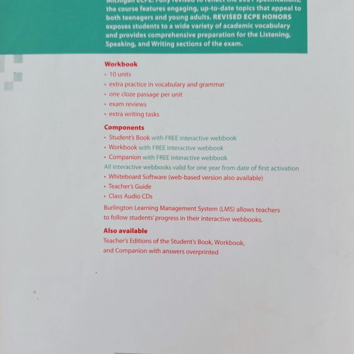 Revised ECPE Honors Workbook used, Burlington Books, English