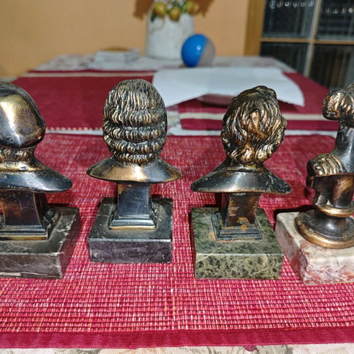 Vintage bronze busts set of 4 used decorative figurines