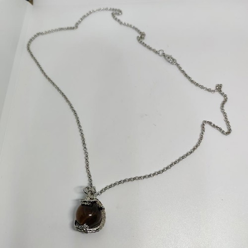 Tiger's Eye Pendant with Silver Dragon like new