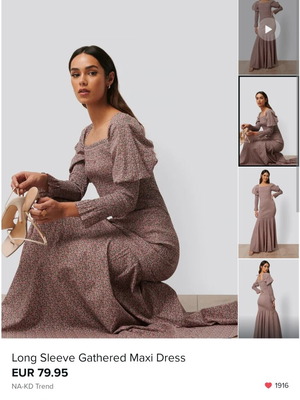 Na-Kd long sleeve maxi dress new, pink multicolor