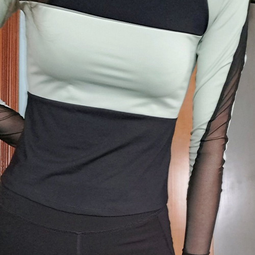 Athletic top black and mint green mock neck like new