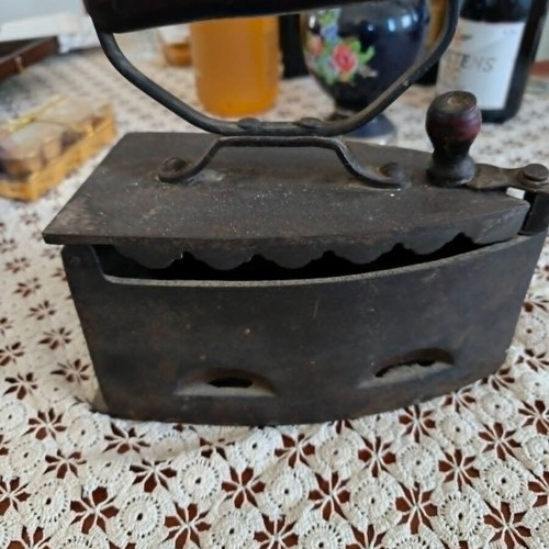 Charcoal Iron used with Wooden Handle, Vintage Cast Iron