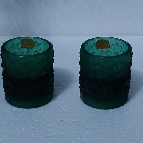 Rudolf Jurnikl Daisies Candle Holders emerald green, new