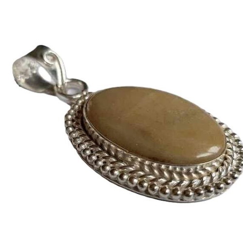 Vintage Necklace with Natural Jasper Pendant and Chain like new