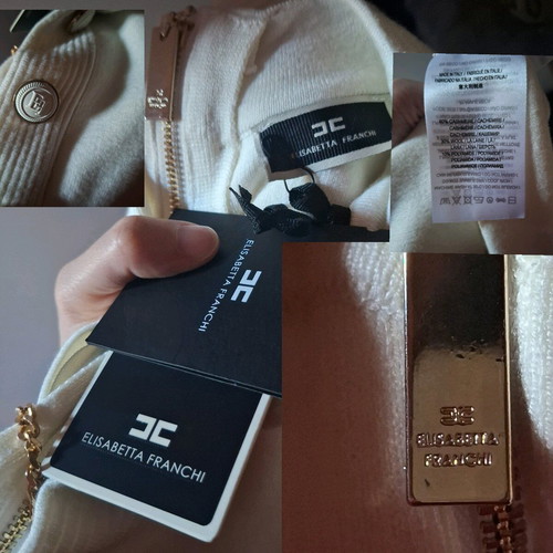 Elisabetta Franchi dress cashmere size M new, white beige